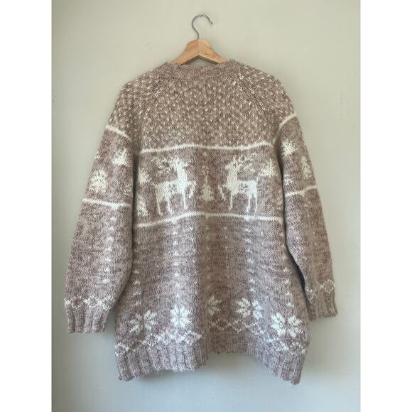 Venezia Jeans Beige and Cream Fair Isle Mohair Sweater - Reindeer Motif Size XL - Picture 5 of 5